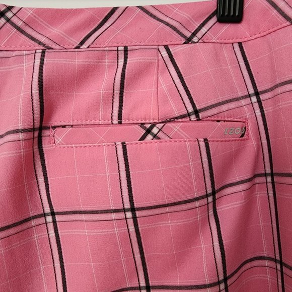 Pre-love Plus-size Izod Cool-FX Stretch Long Golf Shorts Pink Plaid Pock Size 16 - Picture 2 of 13
